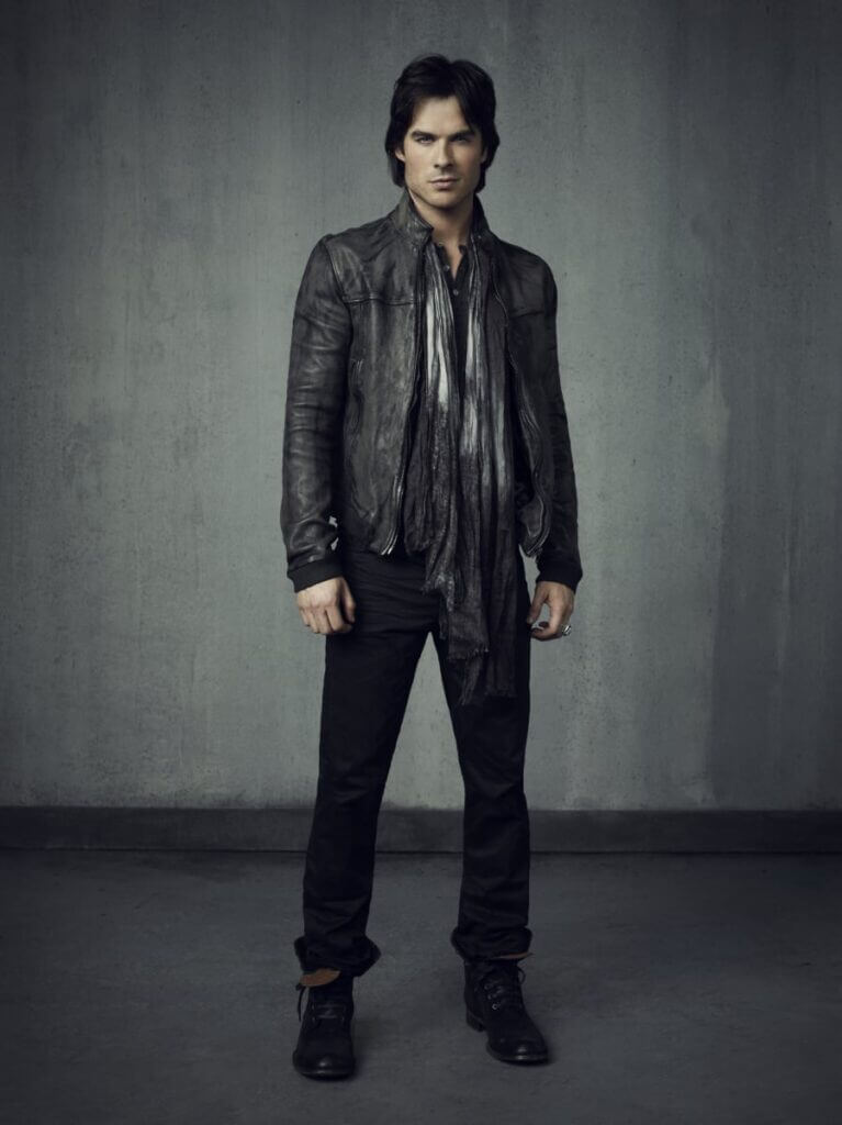 Damon Salvatore Vampire Diaries Biker Jacket Scarf